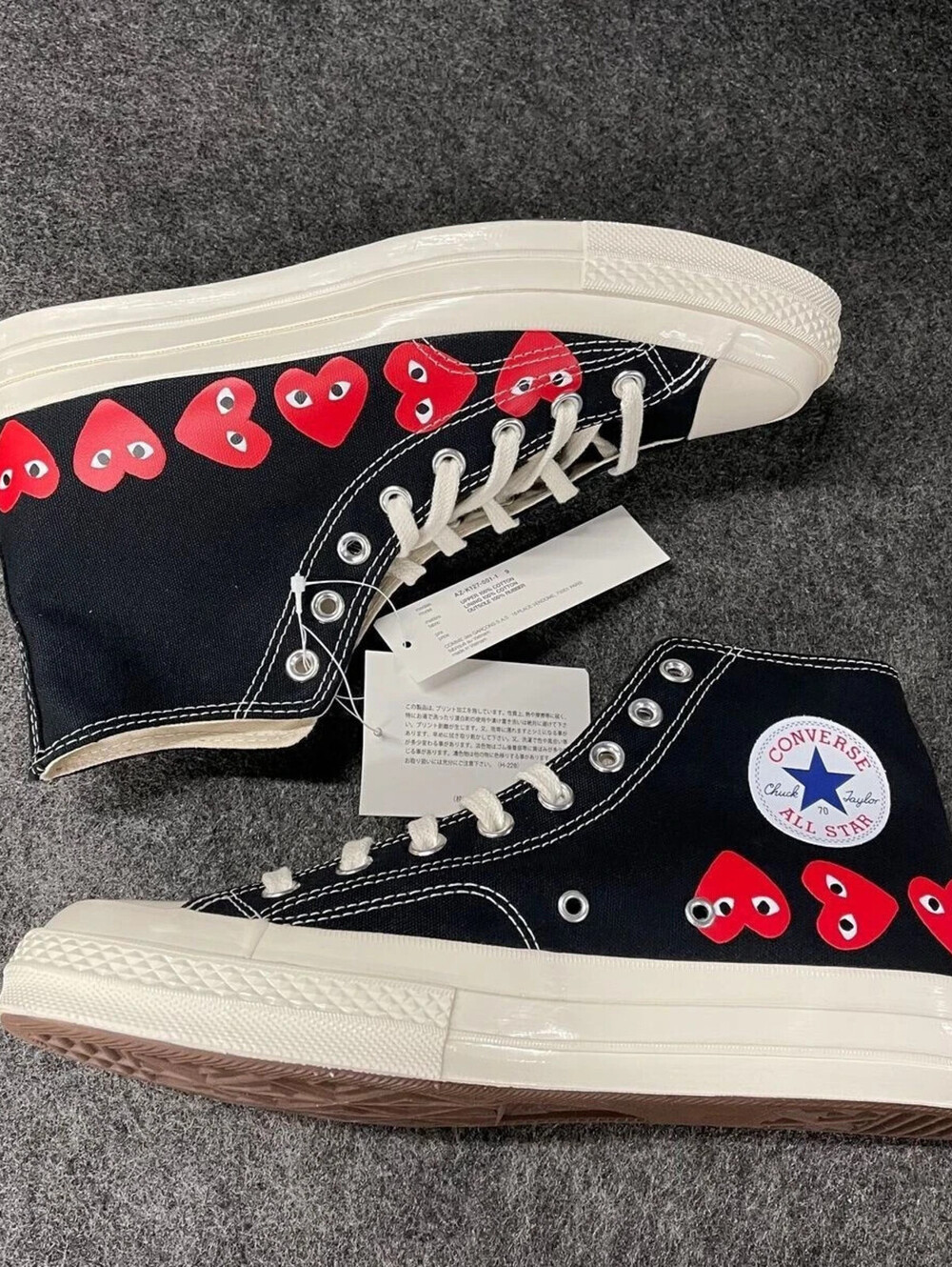 CONVERSE X Play Comme Des Garcons Chuck 70 High Multi Heart Shoes 11 New Box - Picture 4 of 7